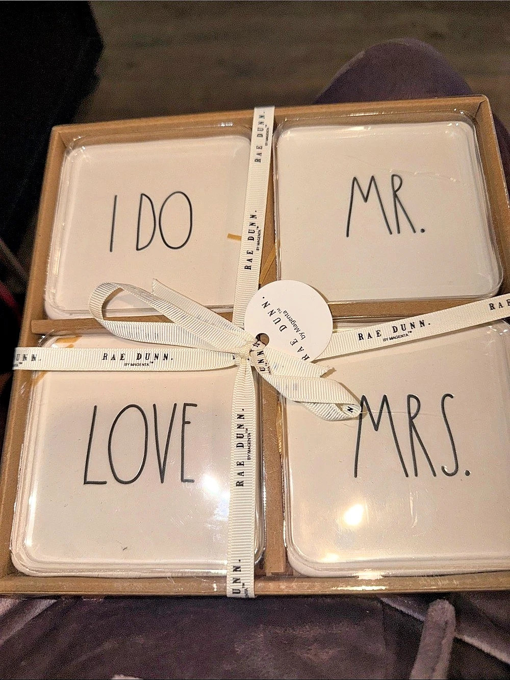 Rae Dunn Wedding Coaster Set (I Do, Mr, Mrs, Love) Wedding I Do Love Mr. Mrs